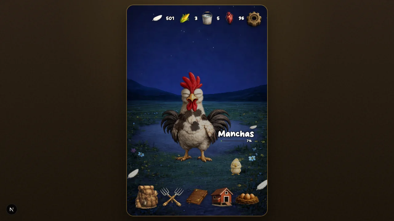 Captura de Gallero, juego mobile-first de cría y combate de gallos